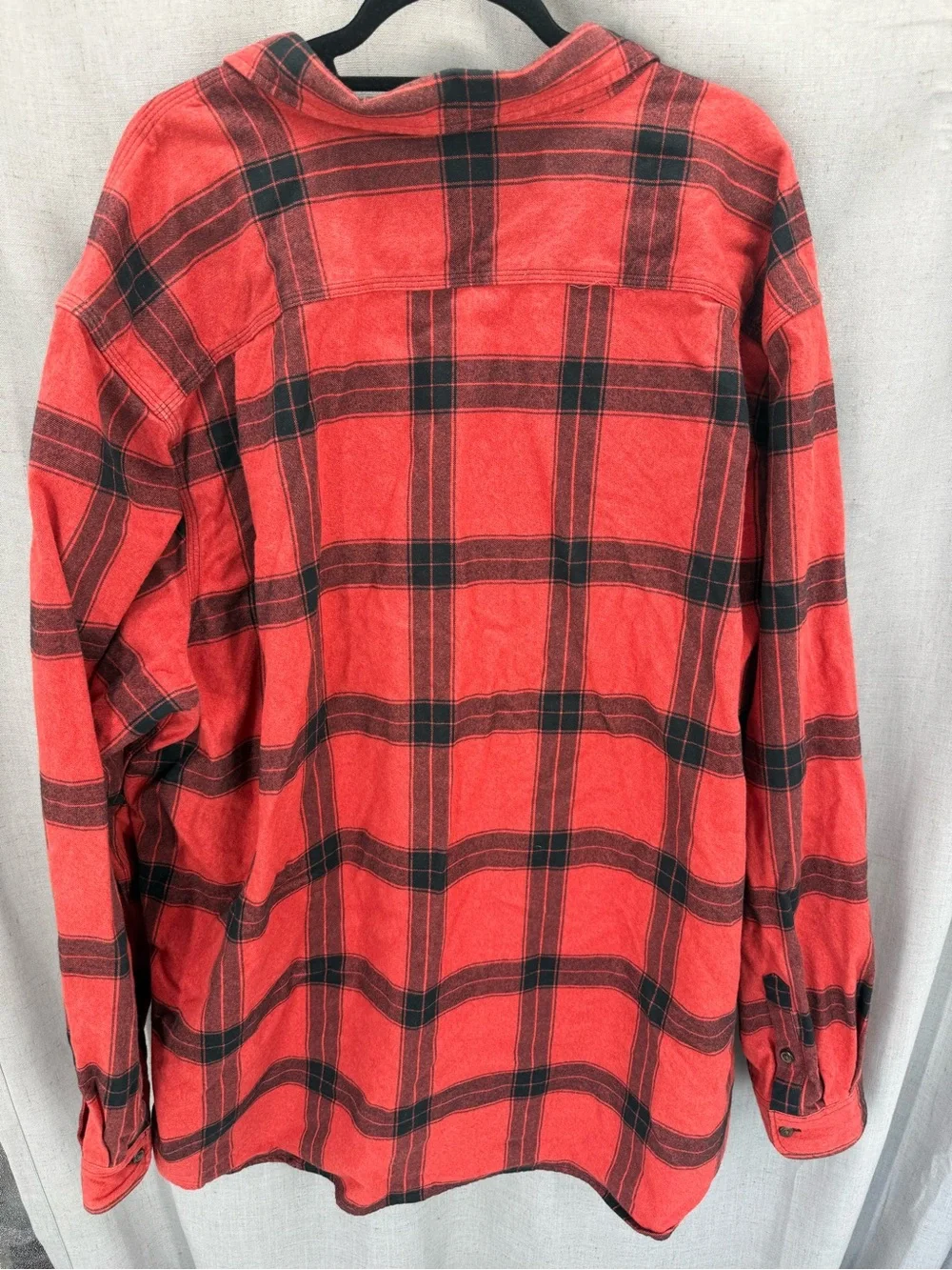 Carhartt Loose Fit Heavyweight Red Black Flannel L/S Plaid Shirt Men's 3XLT